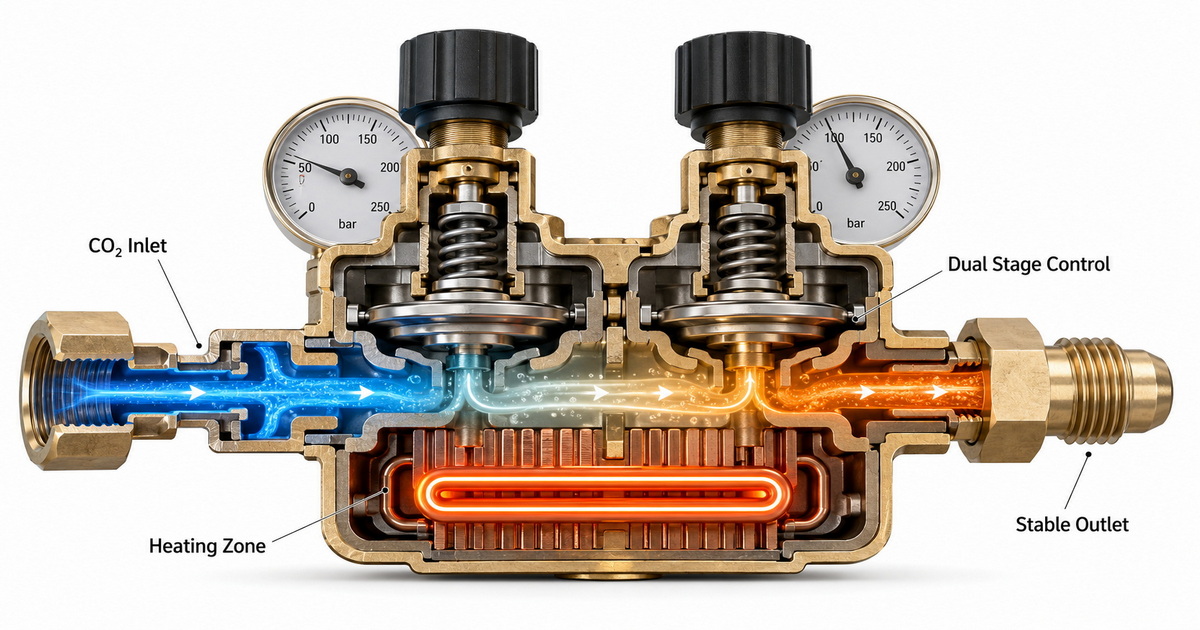 CO₂ Heater Regulator vs Heated CO₂ Regulator for Frozen Cylinder Prevention-Bril Welding Equipment