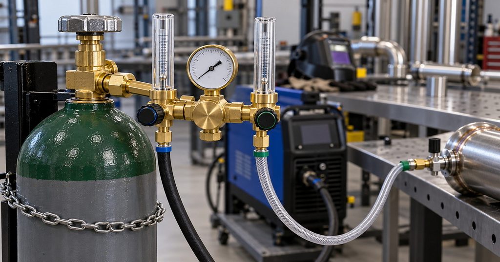 Dual Output Argon Regulator for TIG Welding and Back Purging-Bril Welding Equipment Dual Output Argon Regulator for TIG Welding and Back Purging-Bril Welding Equipment