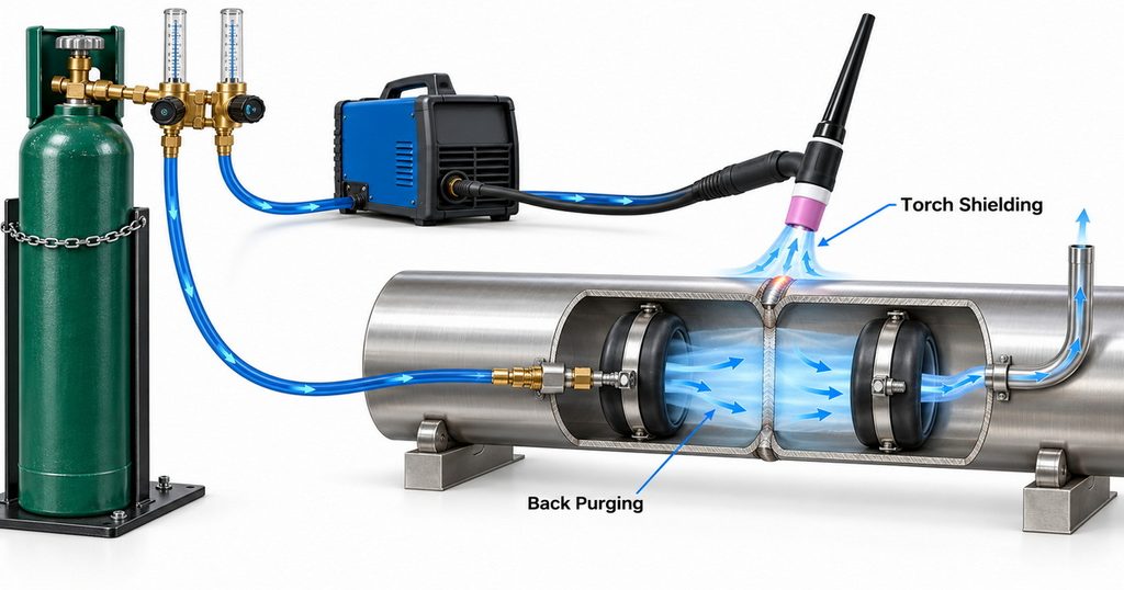Dual Output Argon Regulator for TIG Welding and Back Purging-Bril Welding Equipment Dual Output Argon Regulator for TIG Welding and Back Purging-Bril Welding Equipment